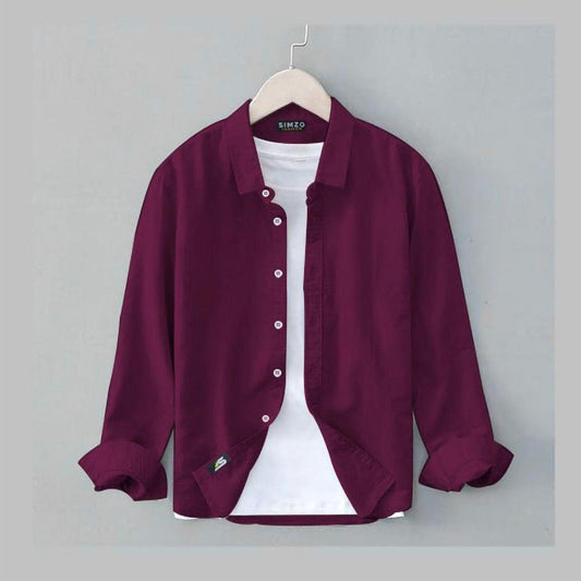Cotton Linen Chambray Executive Shirt for Every Occasion (Purple) - Simzo fashion