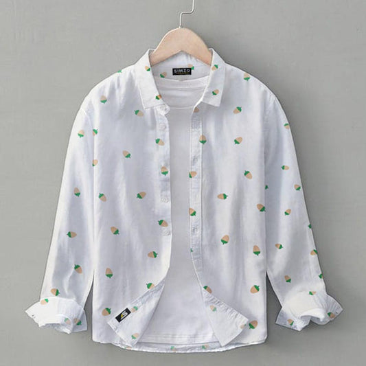 white cherry pure cotton shirt - Simzo fashion